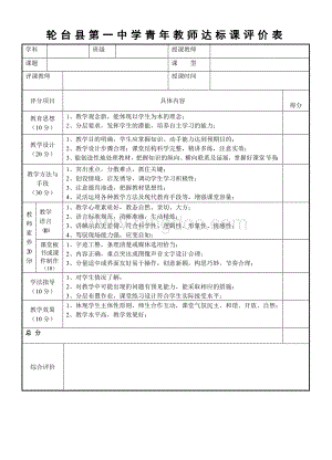 高中教师公开课课堂教学评价表.doc