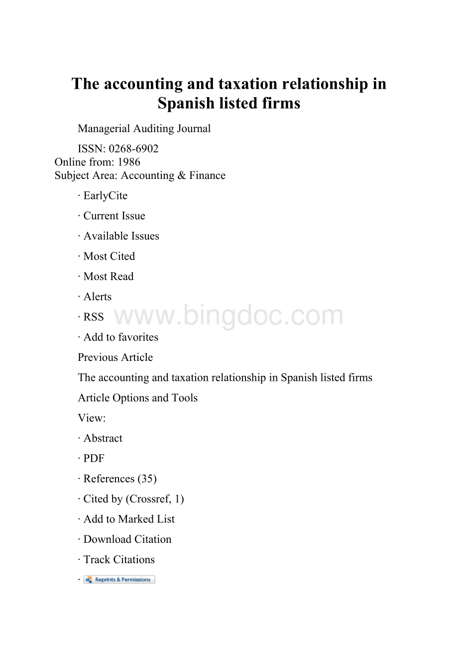 The accounting and taxation relationship in Spanish listed firmsWord文件下载.docx_第1页