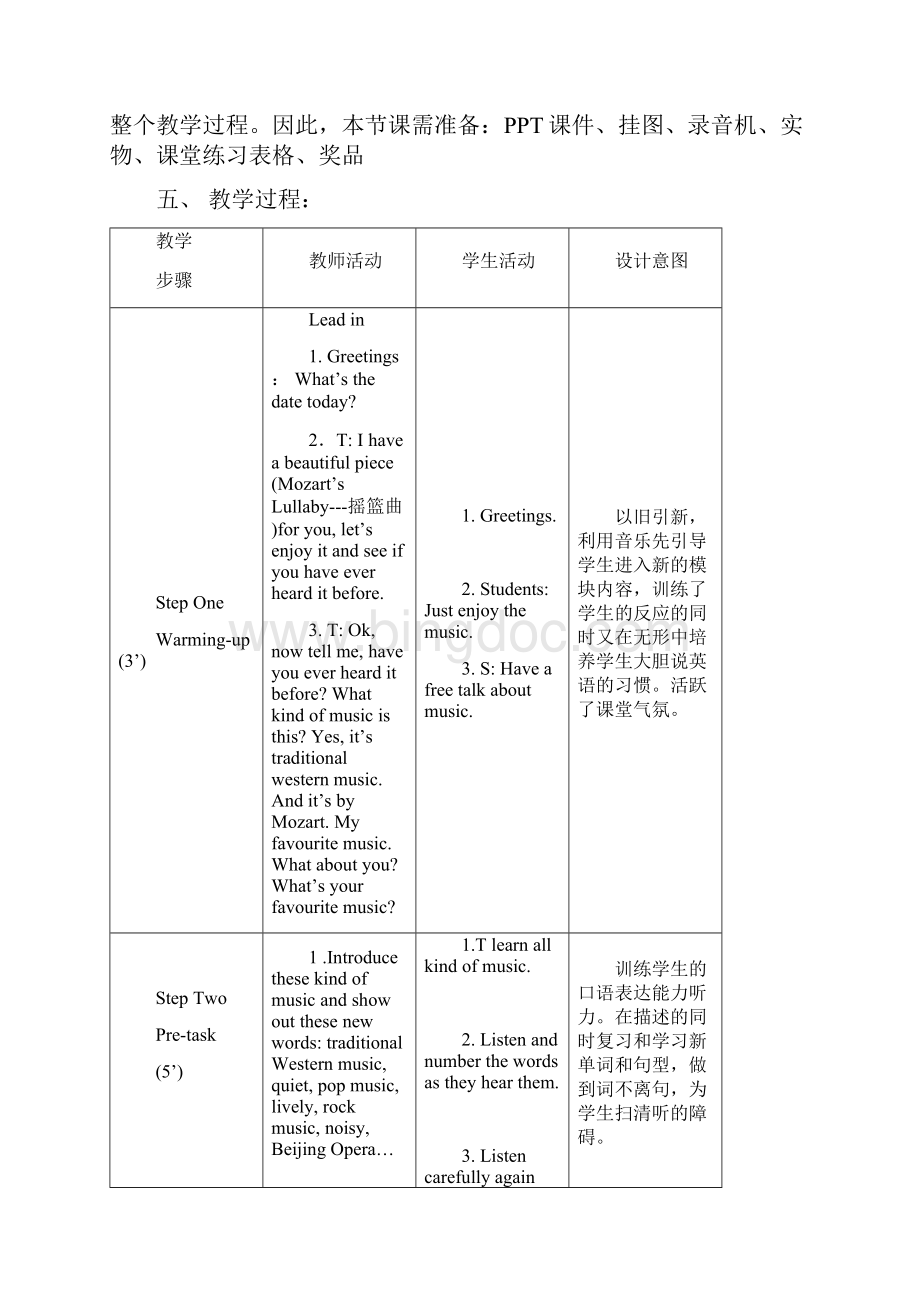 外研版英语新标准七年级下册Module 12 Western music教学设计文档格式.docx_第2页