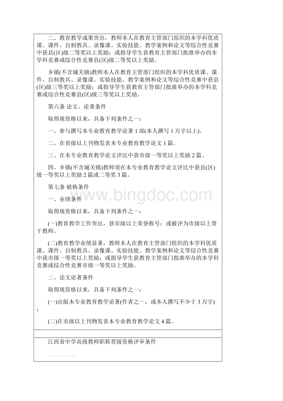 江西省中学一级教师职称晋级资格评审条件Word文件下载.docx_第3页