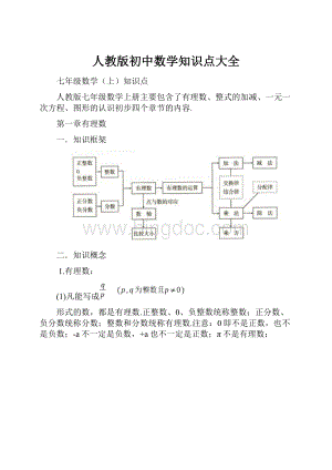 人教版初中数学知识点大全.docx