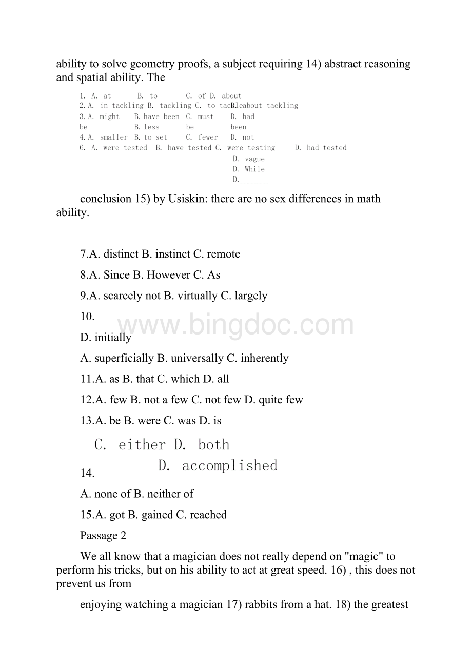 英语专业四级完形填空汇总练习题附答案Word文档下载推荐.docx_第2页