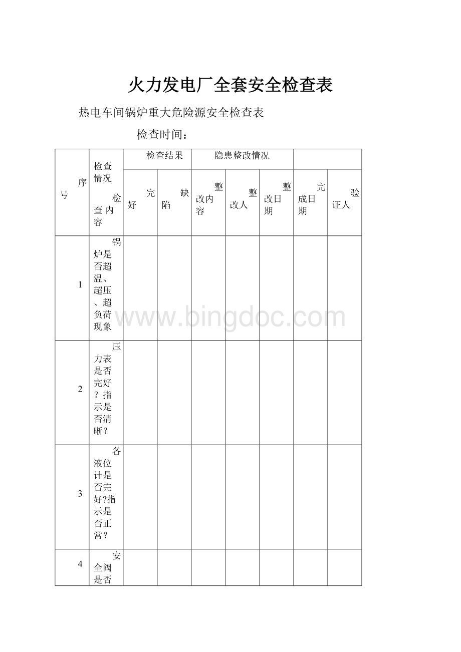 火力发电厂全套安全检查表.docx_第1页