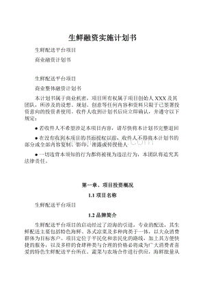 生鲜融资实施计划书Word文档格式.docx