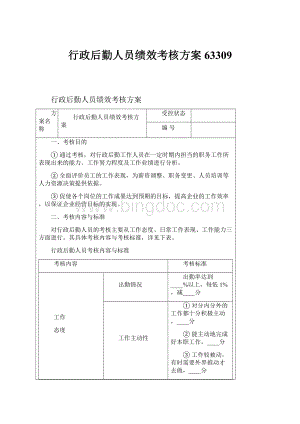 行政后勤人员绩效考核方案63309.docx