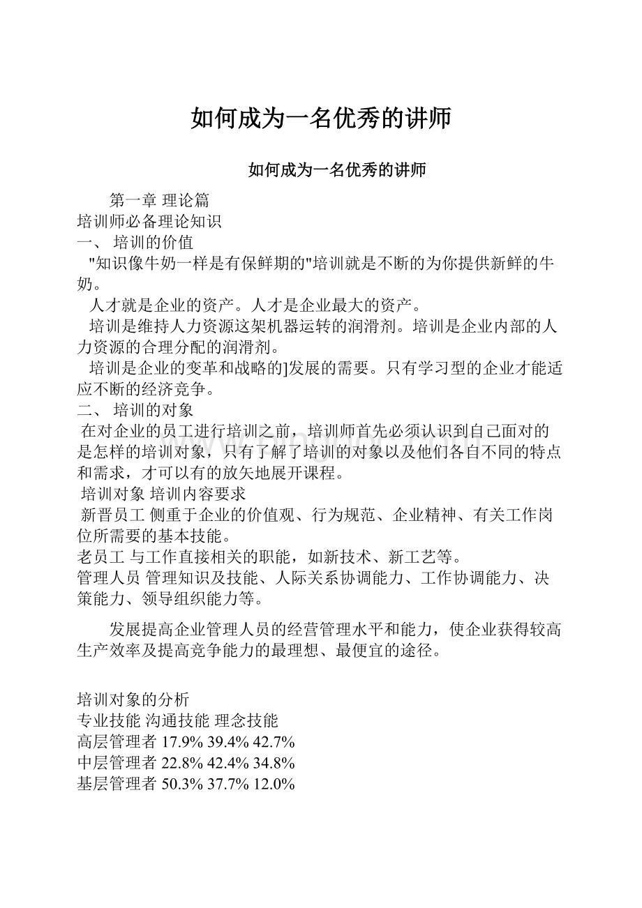 如何成为一名优秀的讲师Word下载.docx_第1页