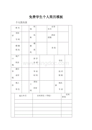 免费学生个人简历模板.docx