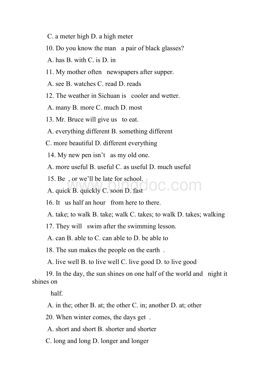 初一期末考试英语专项复习题Word文档格式.docx_第3页
