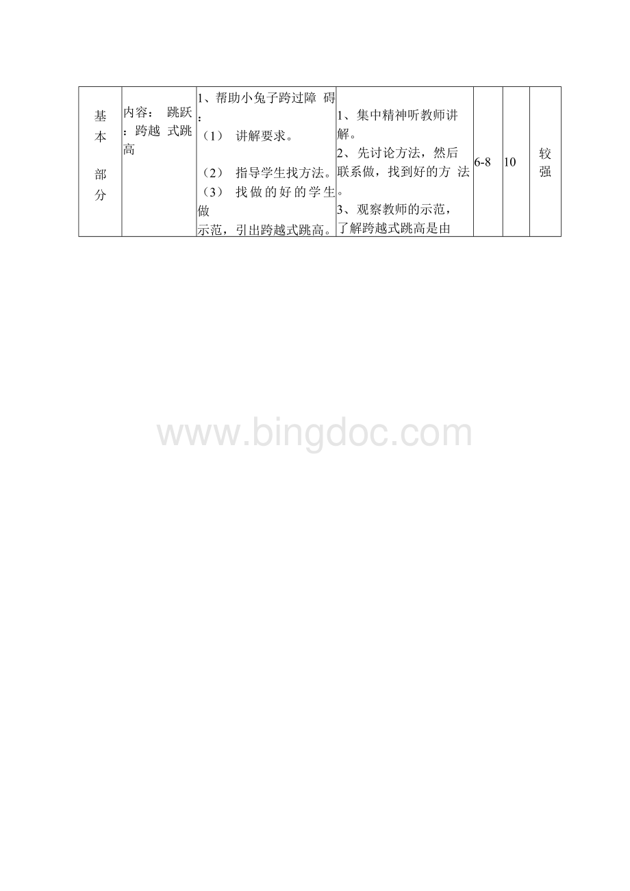 最新小学四年级跨越式跳高教案及教学设计Word格式文档下载.docx_第2页