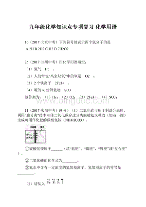 九年级化学知识点专项复习 化学用语.docx