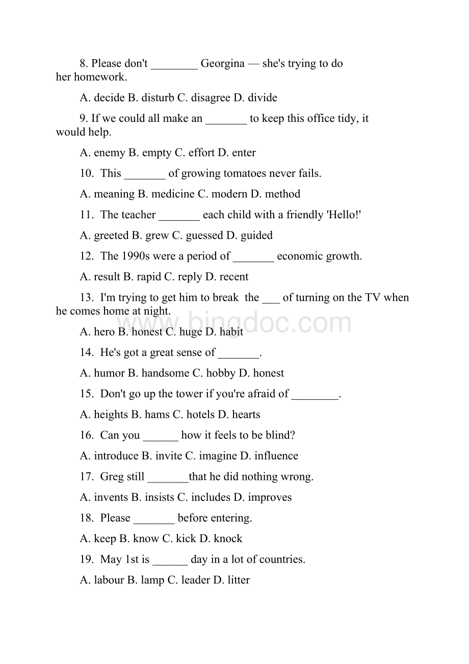 河南大学附属中学学年高一月考英语试题 Word版含答案.docx_第2页
