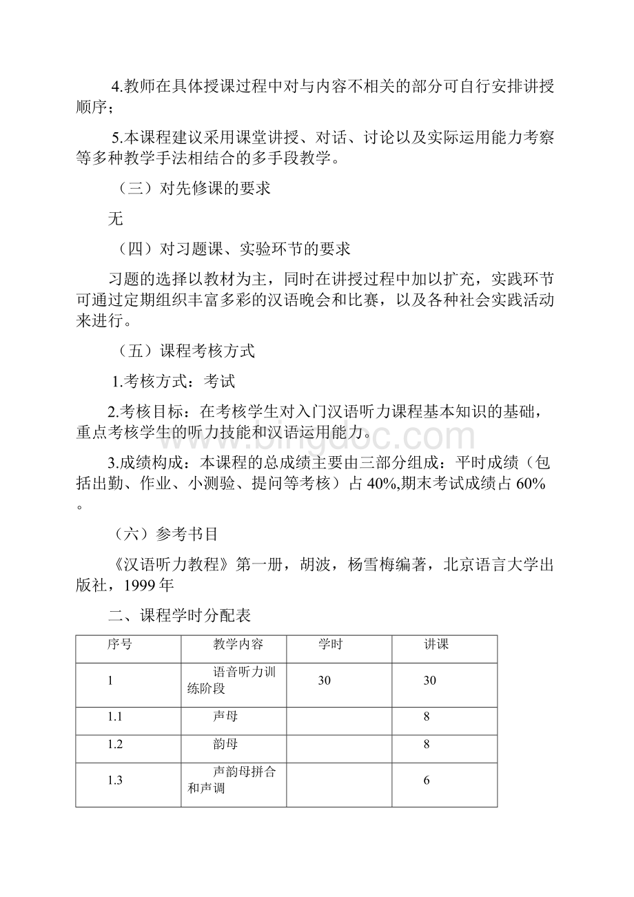 入门汉语听力课程教学大纲.docx_第2页