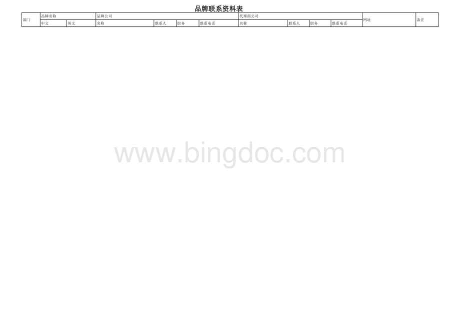 安徽品牌联系册表格文件下载.xls_第2页