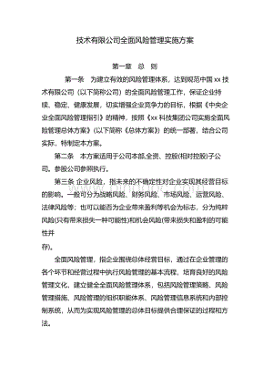 国有企业全面风险管理实施方案 模版Word文档下载推荐.docx