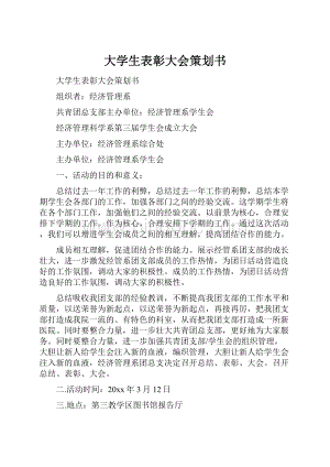 大学生表彰大会策划书Word格式文档下载.docx