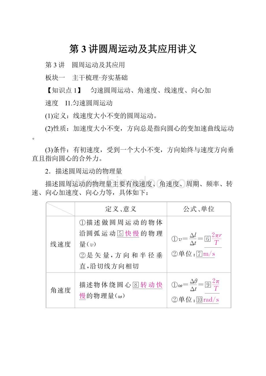 第3讲圆周运动及其应用讲义Word格式文档下载.docx