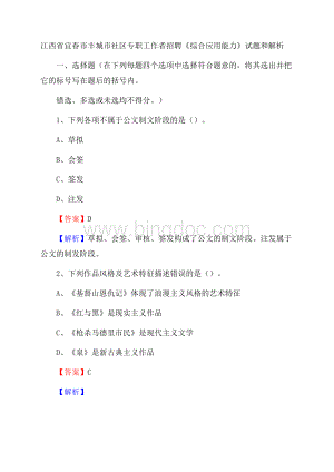 江西省宜春市丰城市社区专职工作者招聘《综合应用能力》试题和解析.docx