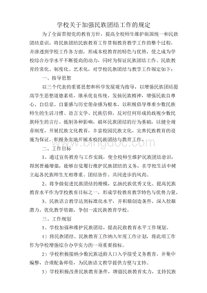 学校关于加强民族团结工作的规定文档格式.docx