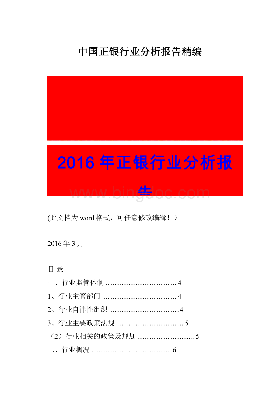 中国正银行业分析报告精编Word格式.docx_第1页