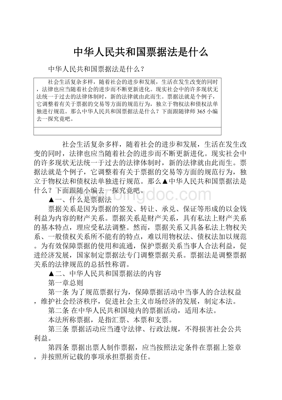 中华人民共和国票据法是什么.docx_第1页