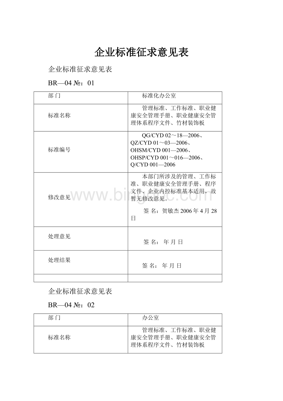 企业标准征求意见表Word文档下载推荐.docx_第1页