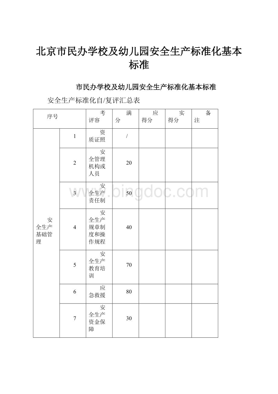 北京市民办学校及幼儿园安全生产标准化基本标准Word格式文档下载.docx_第1页