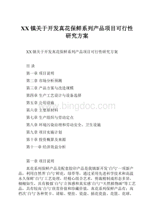 XX镇关于开发真花保鲜系列产品项目可行性研究方案.docx