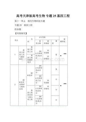 高考天津版高考生物 专题25 基因工程.docx