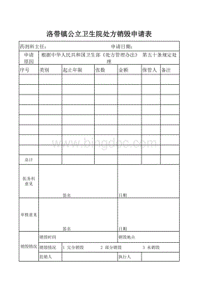 处方销毁记录表表格文件下载.xls