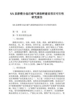 XX县脐橙分选打蜡气调保鲜建设项目可行性研究报告Word文档下载推荐.docx