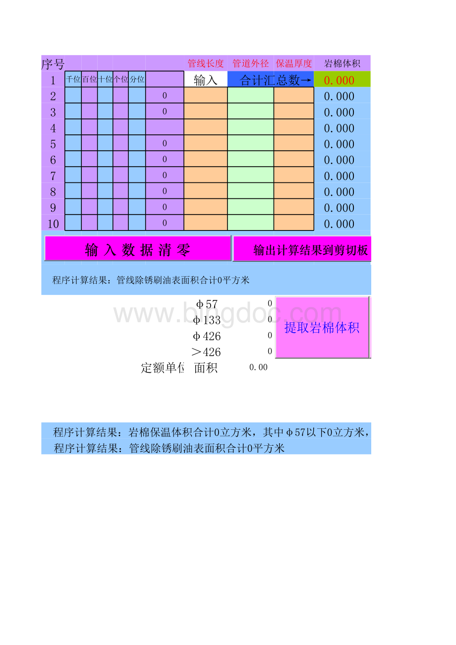 Excel表格管道设备刷漆保温工程量计算软件表格文件下载.xls_第3页