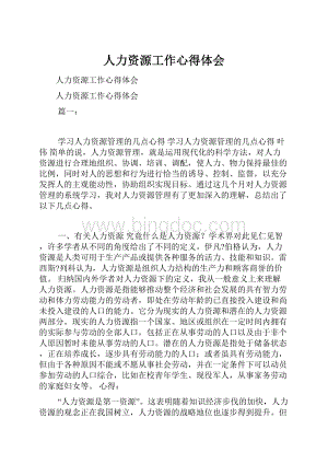 人力资源工作心得体会文档格式.docx