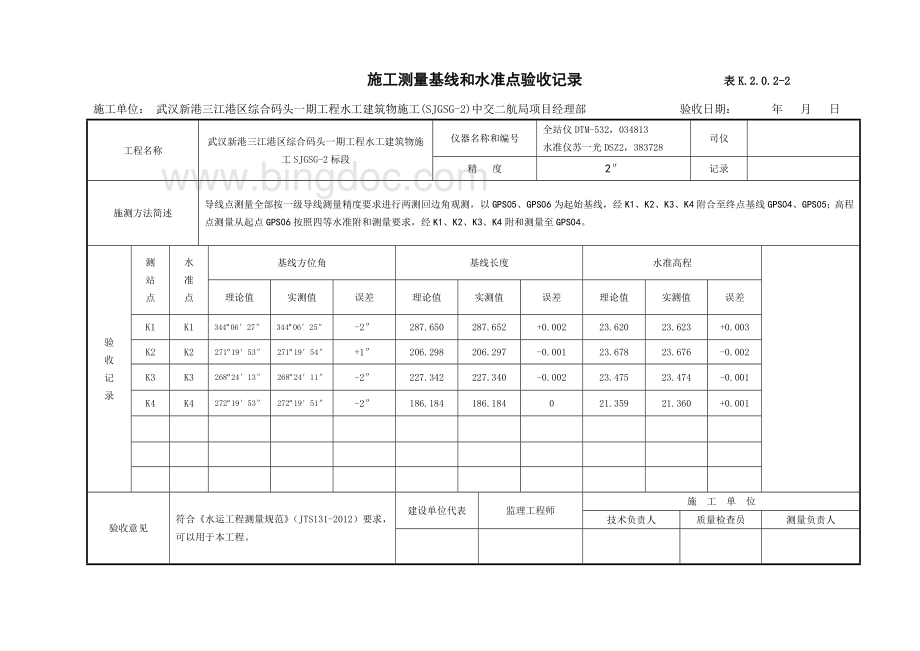 工程测量控制点验收记录Word文件下载.doc_第2页