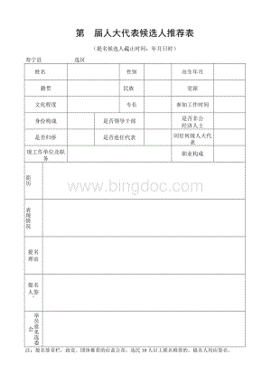 第届人大代表候选人推荐表.docx