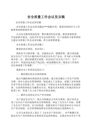 安全质量工作会议发言稿.docx