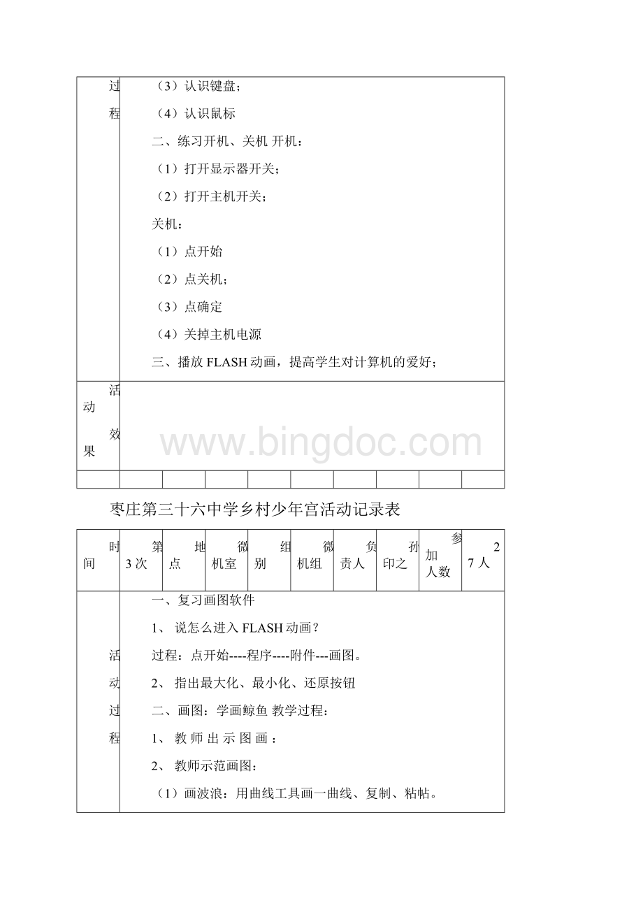 少年宫微机组活动记录表.docx_第2页