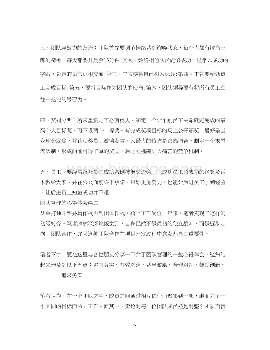 2023关于团队管理的心得体会Word文档下载推荐.docx_第2页