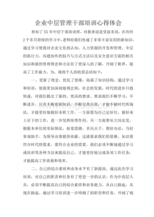 企业中层管理干部培训心得体会Word下载.docx