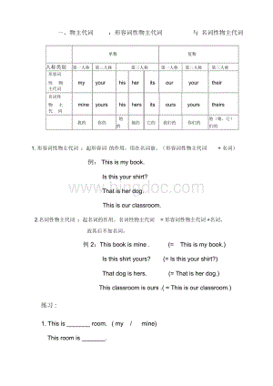 小学英语形容词性-名词性物主代词练习题Word格式文档下载.docx