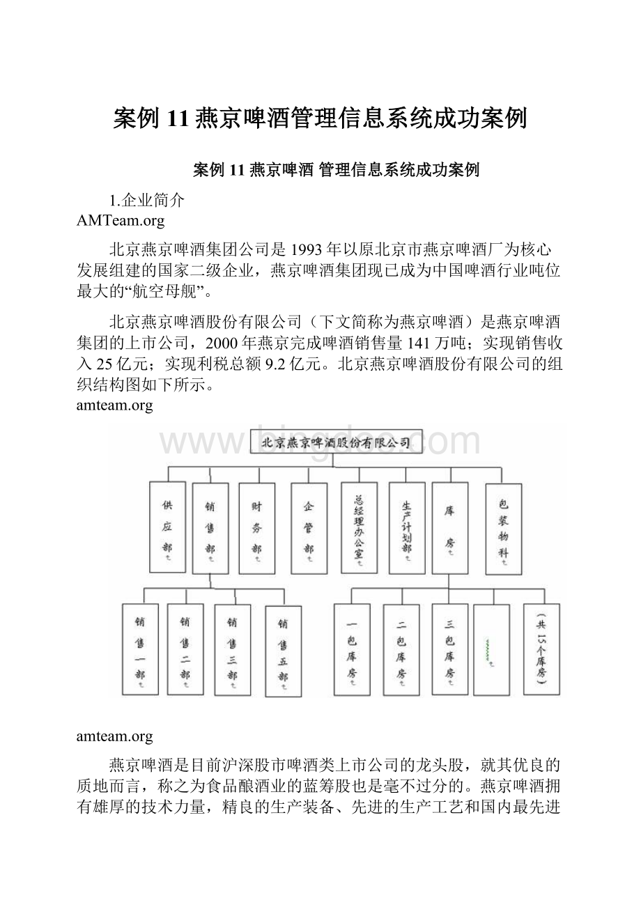 案例11燕京啤酒管理信息系统成功案例Word文件下载.docx
