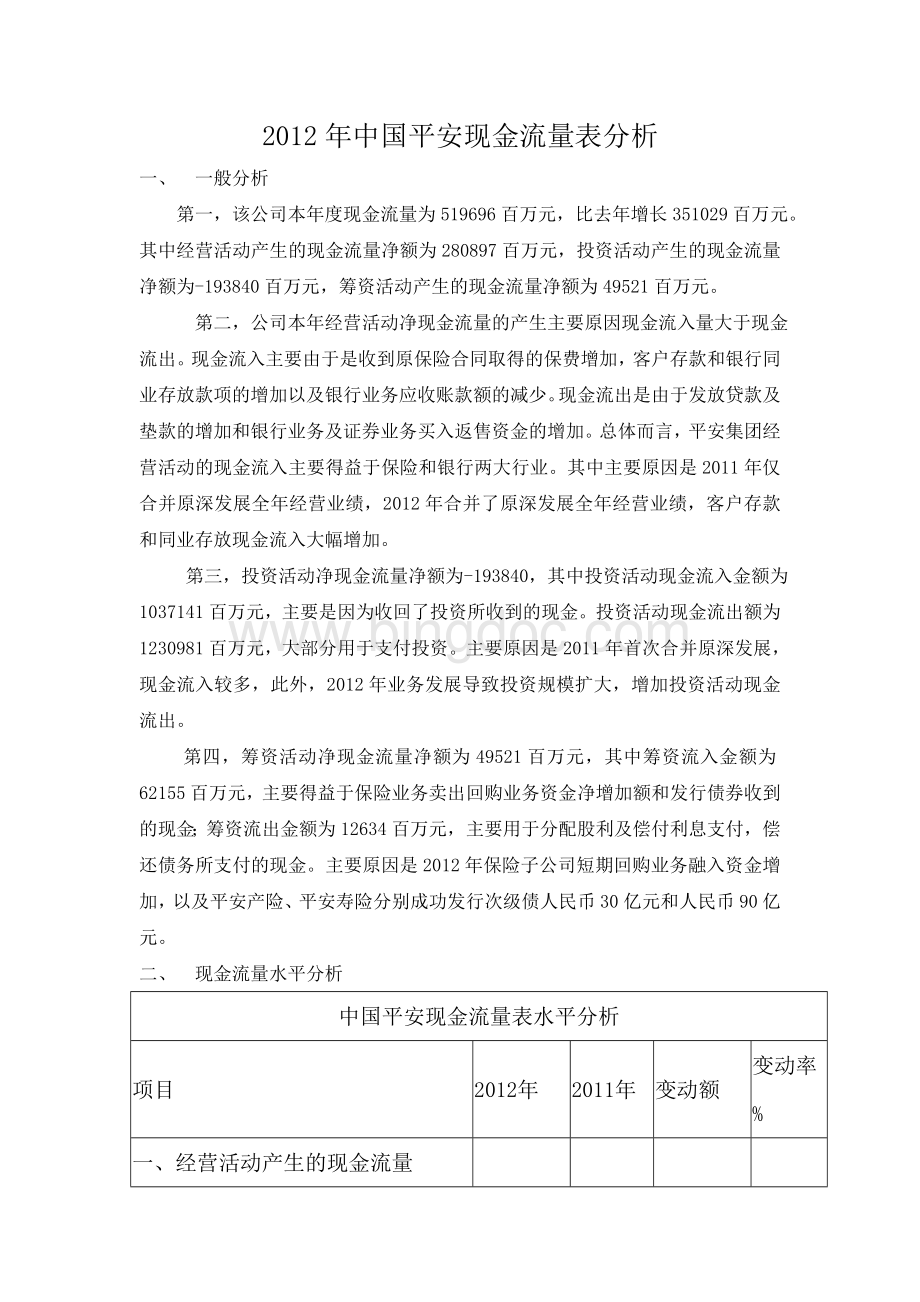 2019中国平安现金流量表分析23文档Word文档下载推荐.doc_第1页