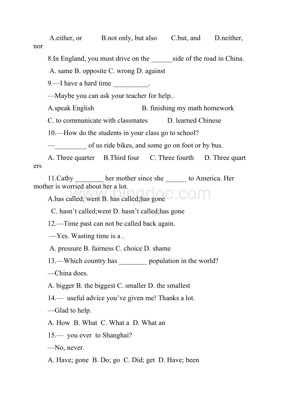 八年级英语下册Unit 10 拔高试题答案文档格式.docx_第2页