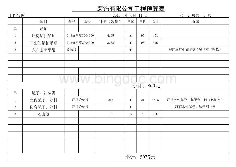 装修预算清单.xlsx_第2页