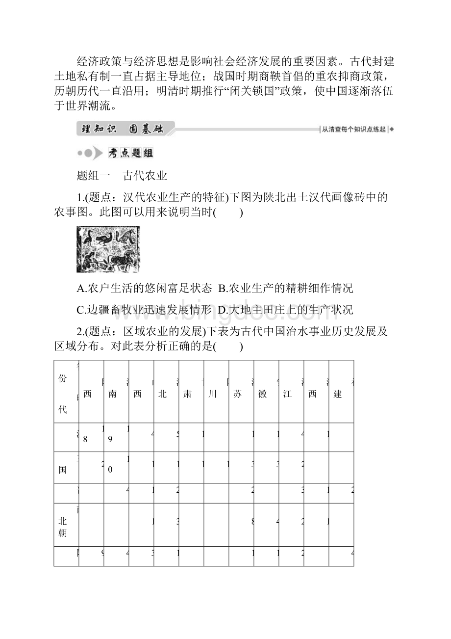 届高三历史二轮专题复习上篇专题二 古代中国经济的基本结构与特点.docx_第2页
