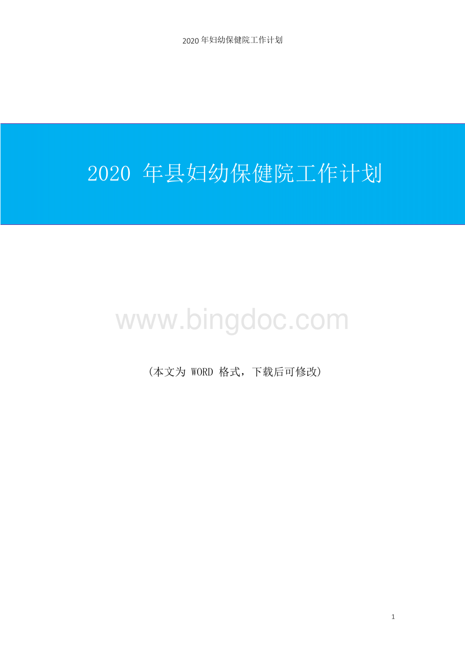 2020年县妇幼保健院工作计划安排.docx