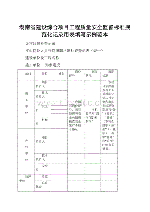湖南省建设综合项目工程质量安全监督标准规范化记录用表填写示例范本.docx
