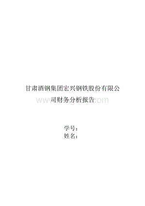 甘肃酒钢集团宏兴钢铁股份有限公司财务分析报告[教学]Word文档格式.doc