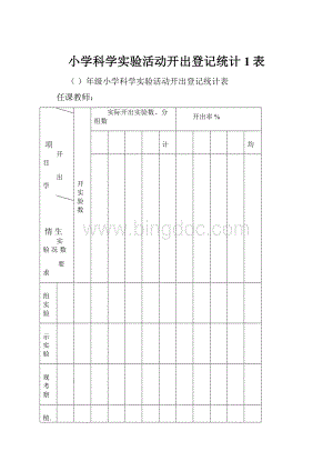 小学科学实验活动开出登记统计1表文档格式.docx