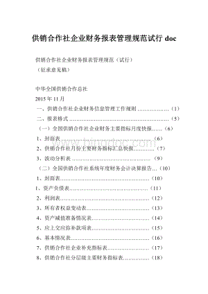 供销合作社企业财务报表管理规范试行docWord文档格式.docx