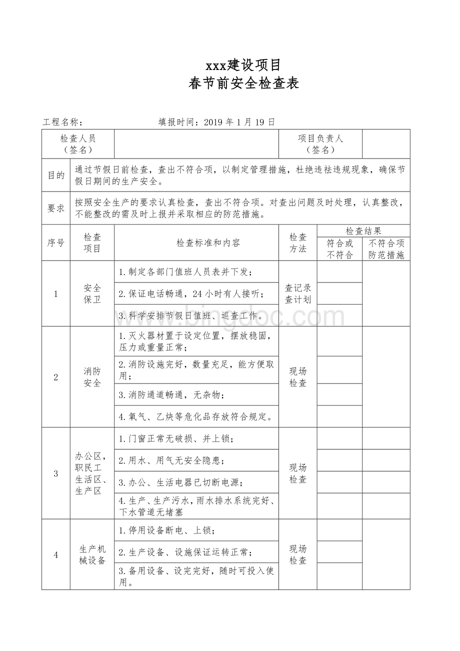 春节前安全检查表.docx_第1页